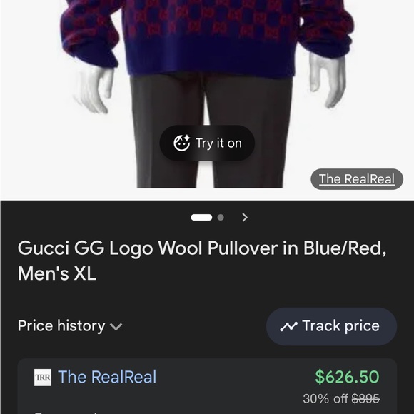 Gucci Royal Blue & Red GG Jacquard Crewneck Sweater - Picture 7 of 7